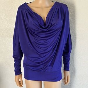 BCBGMaxAzria Deep Blue Draped Blouse